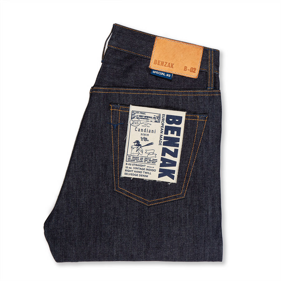 men's straight fit italian selvedge denim jeans | indigo | benzak | B-02 STRAIGHT special #2 15 oz. vintage indigo selvedge | candiani | pocket flasher