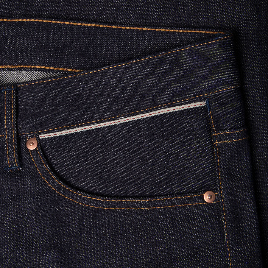 men's tapered fit japanese selvedge denim jeans | indigo | benzak | B-03 TAPERED 15.5 oz. Kojima selvedge | Collect Mills | Japanese Denim | hidden sixth pocket | hidden 6th pocket