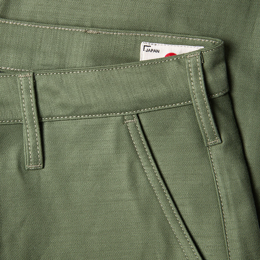 men's tapered fit chino | sateen | BC-01 TAPERED CHINO 10 oz. army green military twill | benzak | belt loop