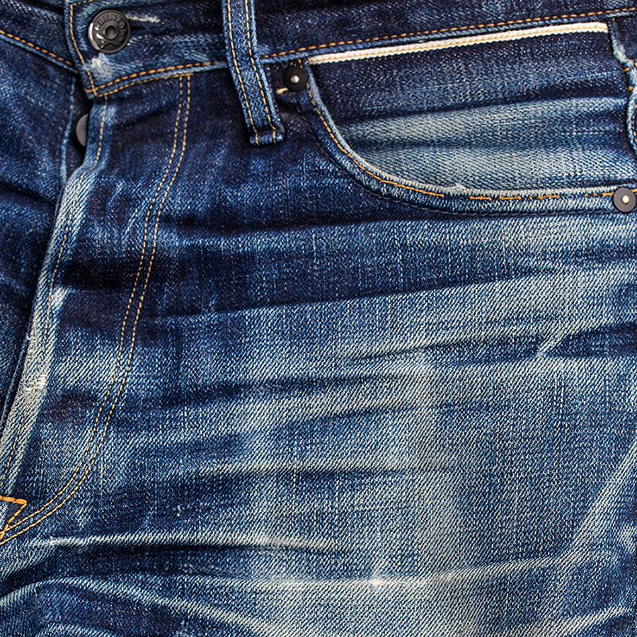 men's slim fit japanese selvedge denim jeans | indigo | made in japan | benzak BDD-006 heavy slub 16 oz. RHT | fades