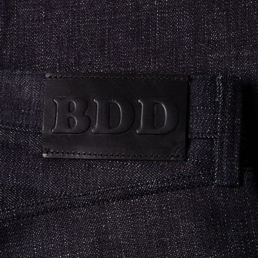 men's high waist tapered fit japanese selvedge denim jeans | slubby | made in japan | benzak BDD-711 super slub 18 oz. RHT | leather patch
