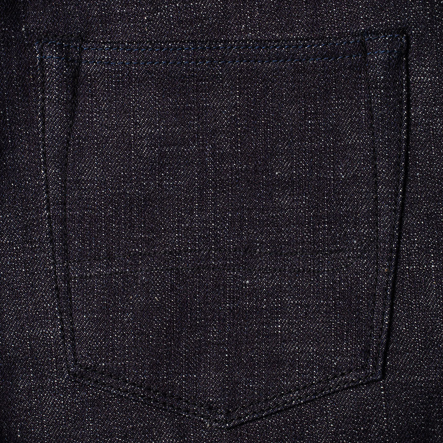 men's high waist tapered fit japanese selvedge denim jeans | slubby | made in japan | benzak BDD-711 super slub 18 oz. RHT | back pocket arc