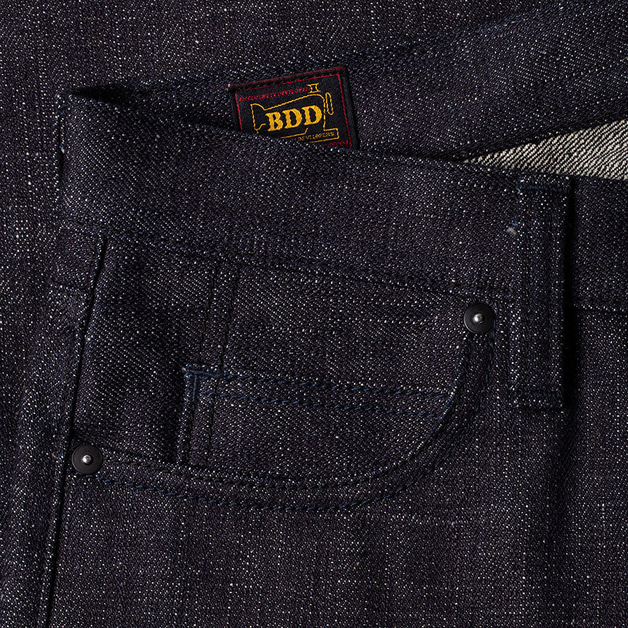 men's high waist tapered fit japanese selvedge denim jeans | slubby | made in japan | benzak BDD-711 super slub 18 oz. RHT | coin pocket