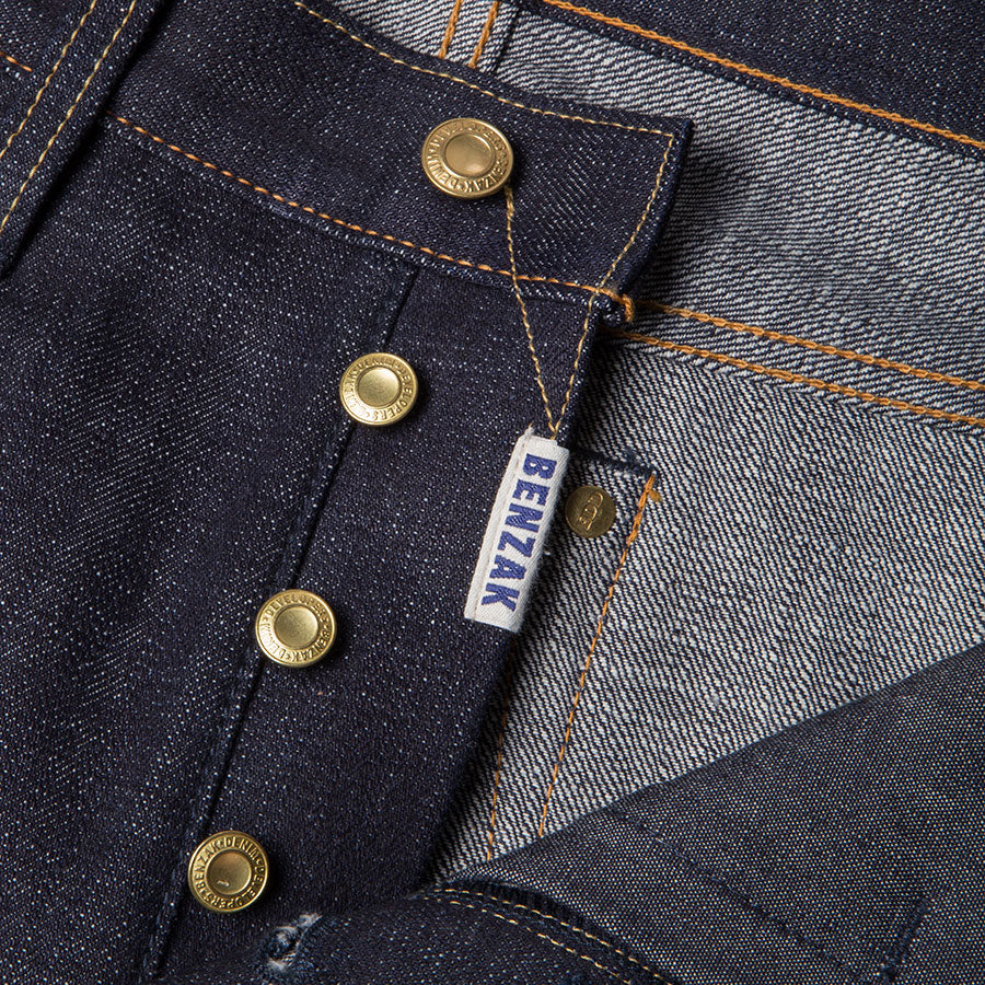 men's tapered fit japanese selvedge denim jeans | indigo | made in japan | benzak BDD-711 heavy slub 16 oz. RHT | 4 button fly | four button fly