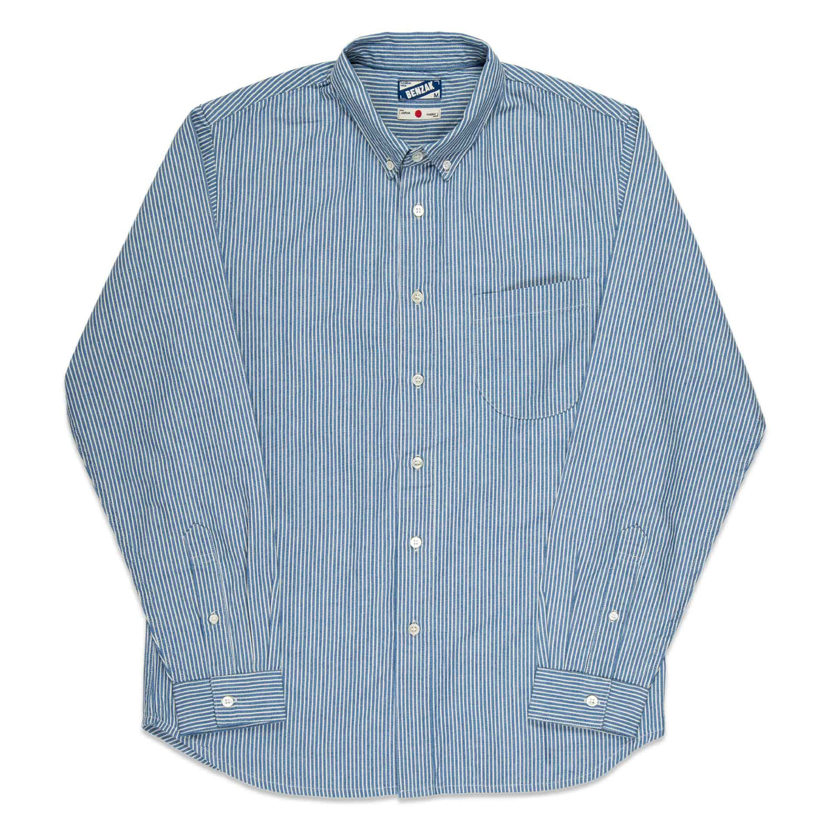 BDS-02 ONE POCKET SHIRT 5 oz. indigo & white striped chambray | BENZAK