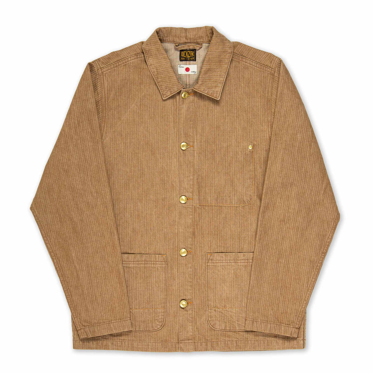 BWJ-01 WORKER JACKET 10.5 oz. brown herringbone denim | BENZAK