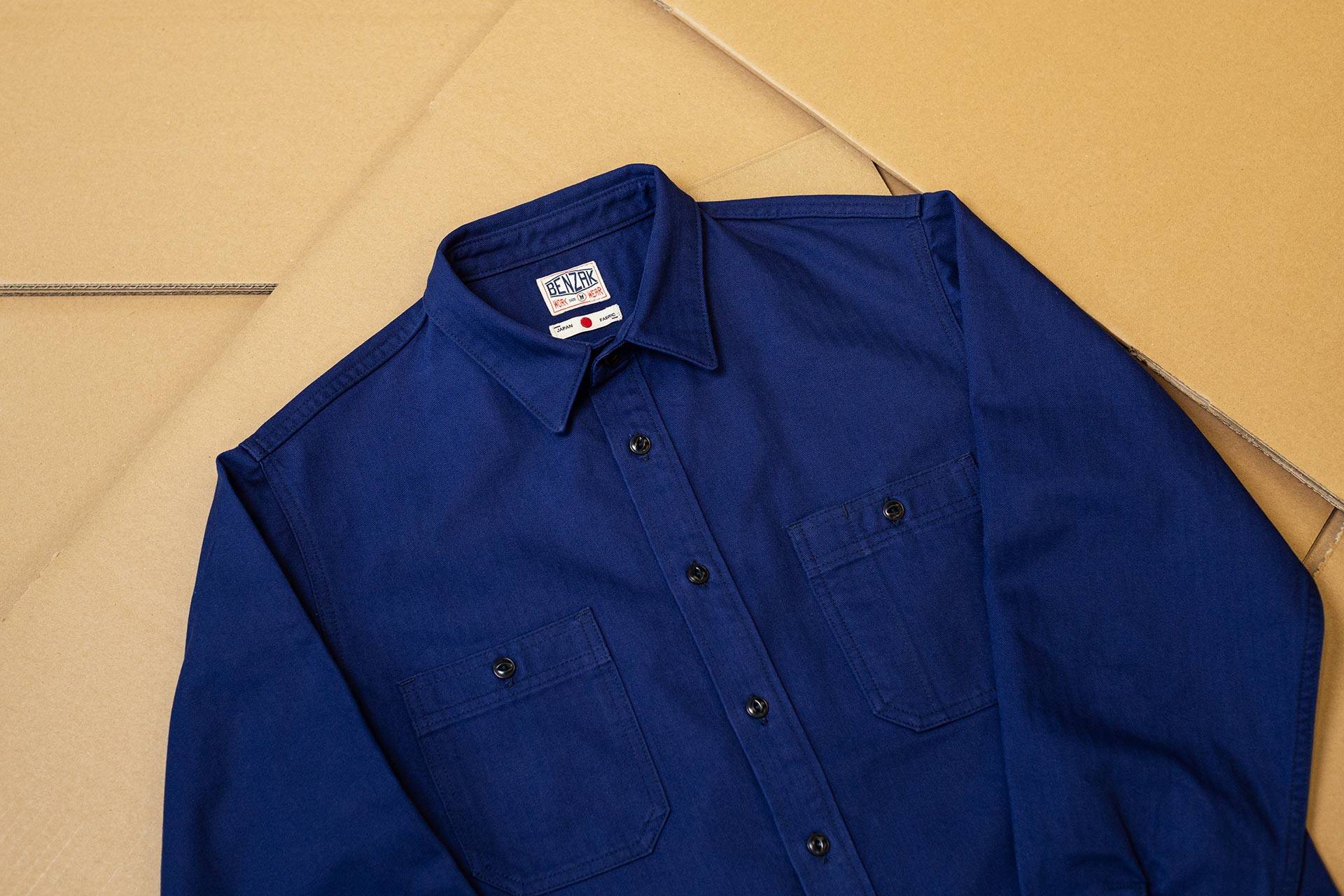 【oan】[Plan!] Basic Nylon Shirt WORKER BLUE HERRINGBONE – Benzak Denim Developers