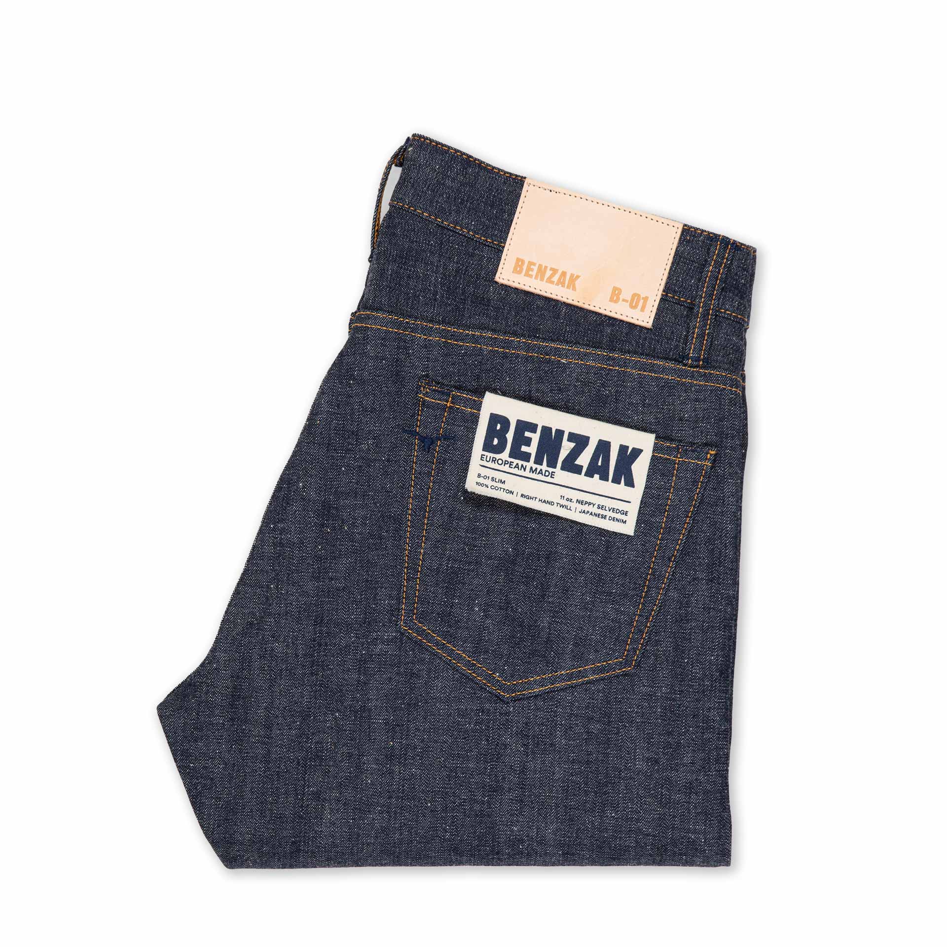 men's slim fit italian selvedge denim jeans | indigo | benzak B-01 SLIM special #2 15 oz. vintage indigo selvedge | candiani | pocket flasher