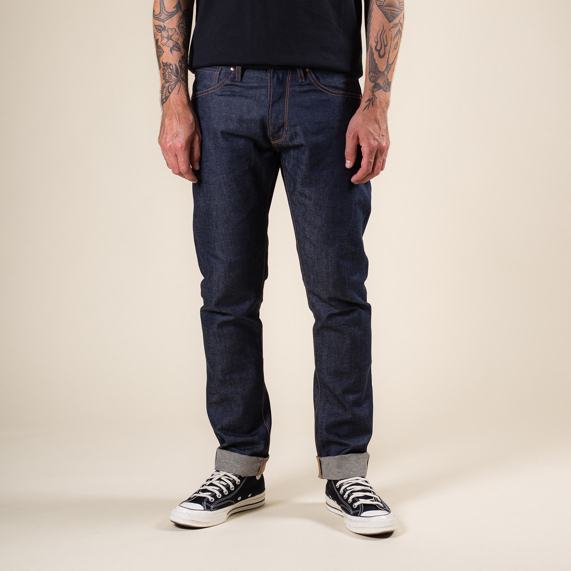 B-01 SLIM TAPERED 14 oz. aged indigo selvedge | BENZAK – Benzak