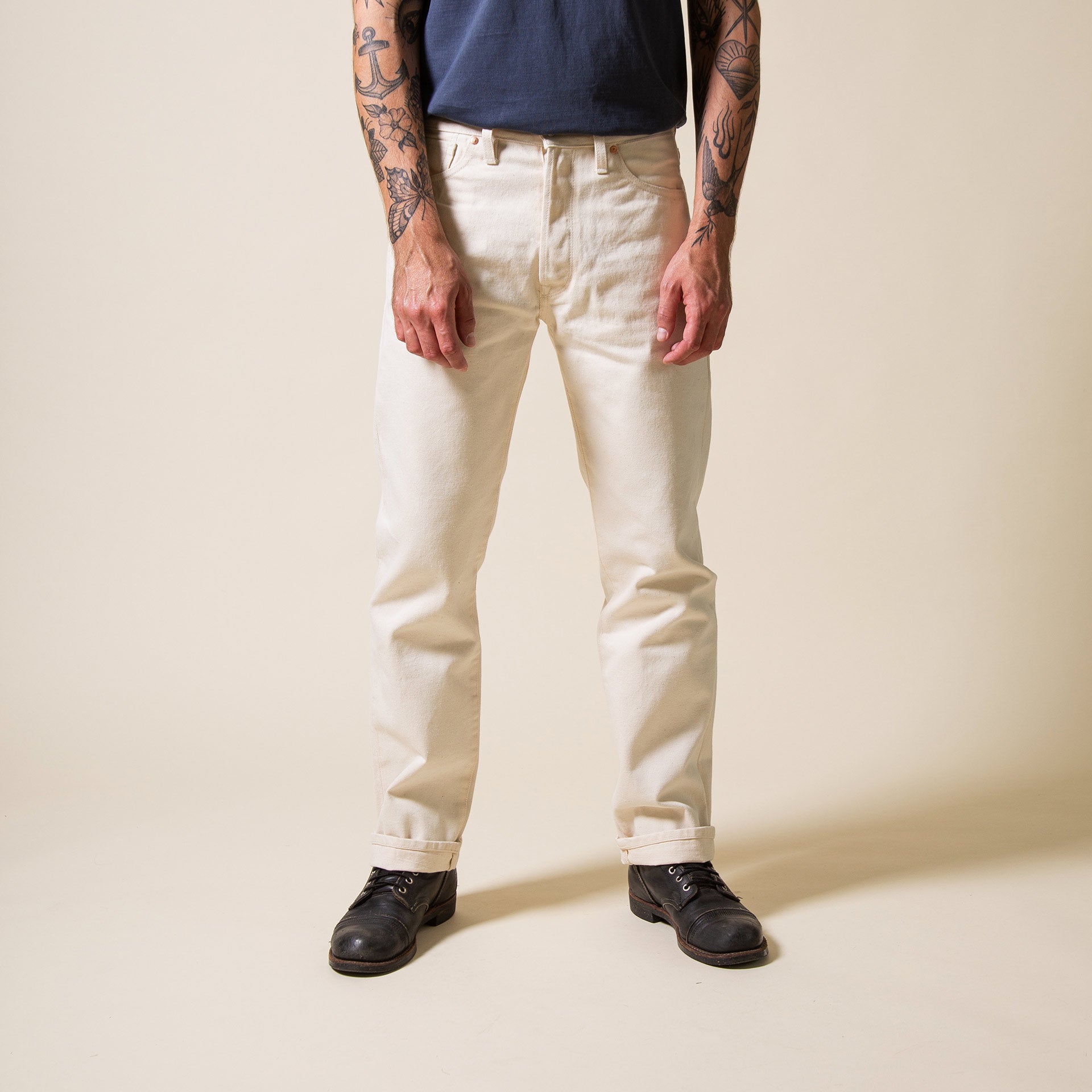 bdbd様　BS リネンSK ベージュ0 B-01 SLIM TAPERED 14 oz. selvedge colour denim / ecru