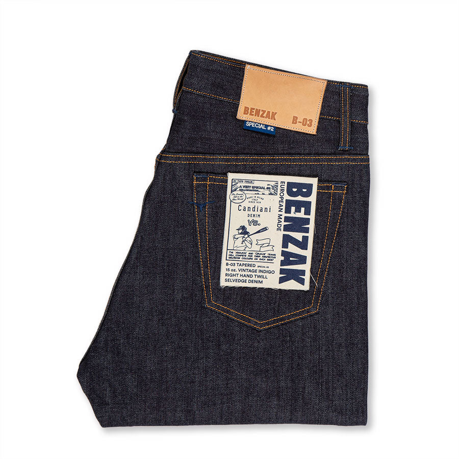 men's straight fit italian selvedge denim jeans | indigo | benzak | B-02 STRAIGHT special #2 15 oz. vintage indigo selvedge | candiani | pocket flasher