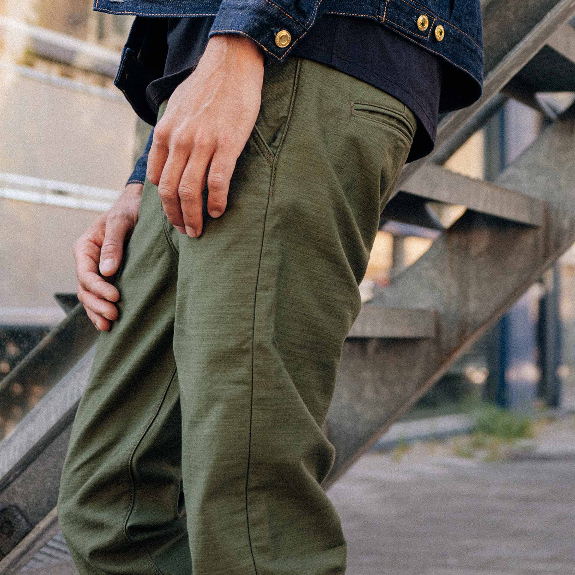 BC-01 TAPERED CHINO 10 oz. olive drab military twill | BENZAK