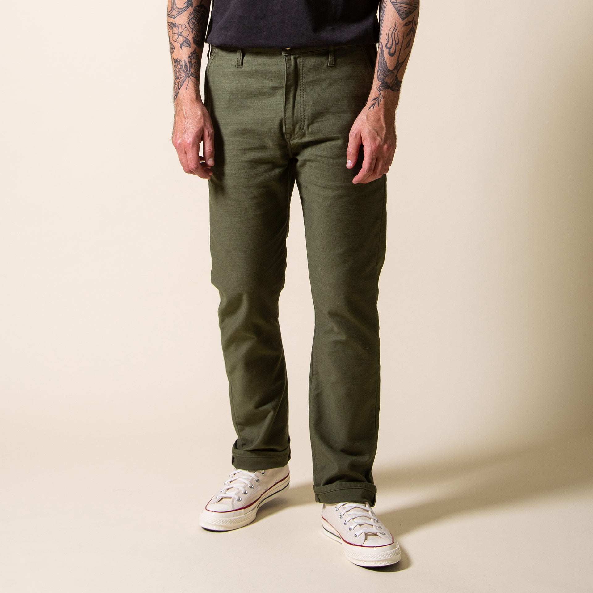 BC-03 STRAIGHT CHINO 10 oz. olive drab military twill | BENZAK