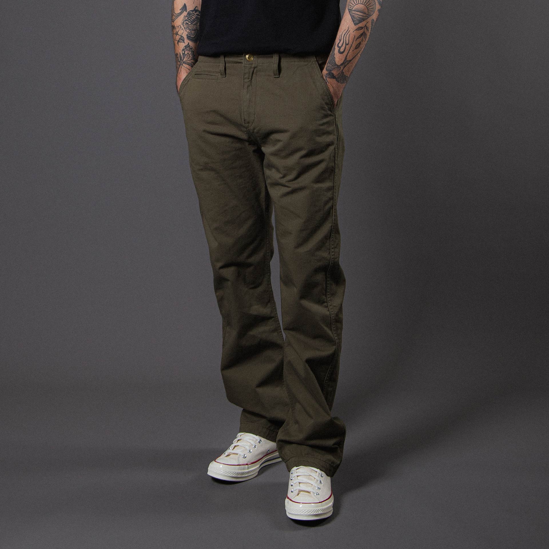 BC-05 LOOSE CHINO 8.5 oz. olive drab chino cloth | BENZAK – Benzak