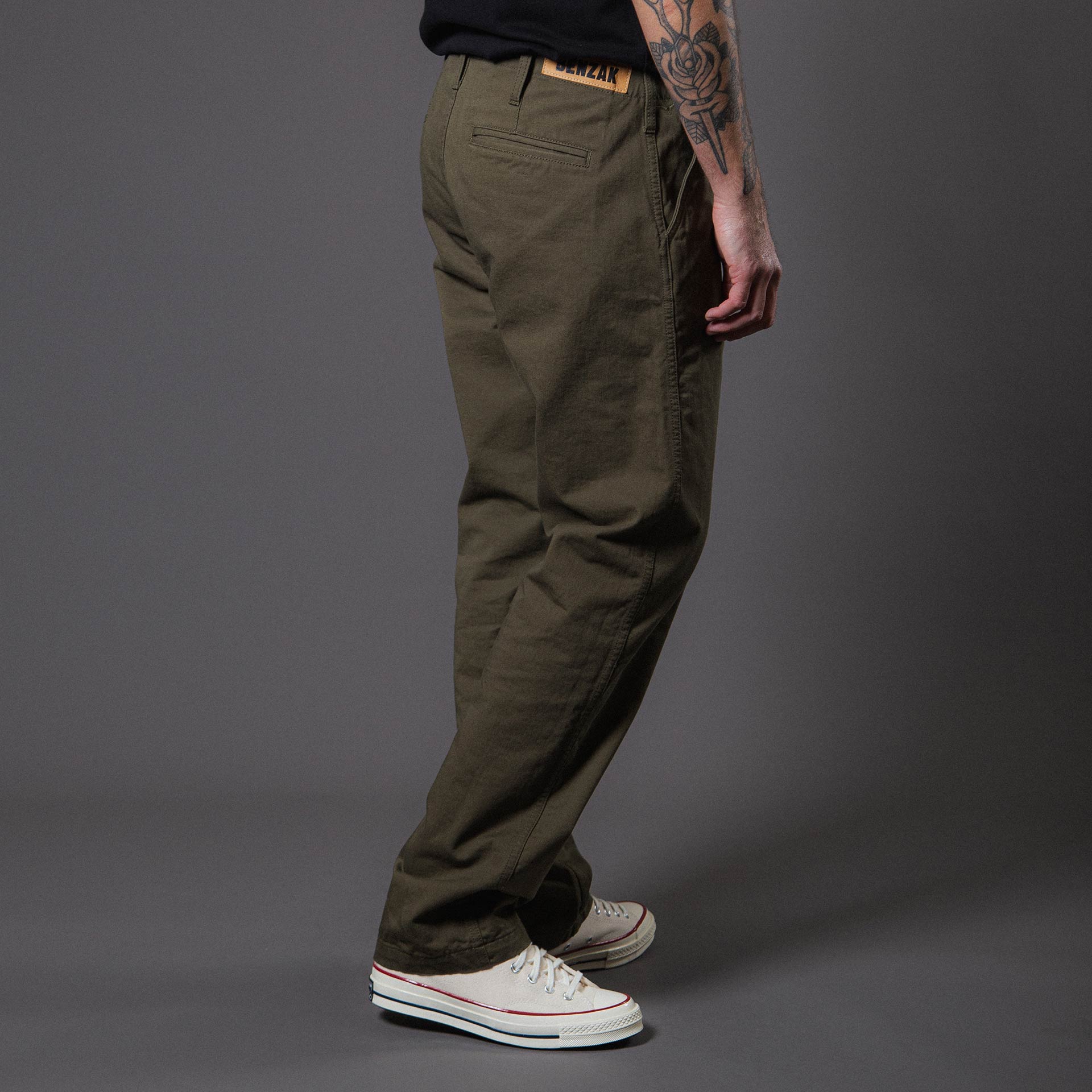 BC-05 LOOSE CHINO 8.5 oz. olive drab chino cloth | BENZAK – Benzak