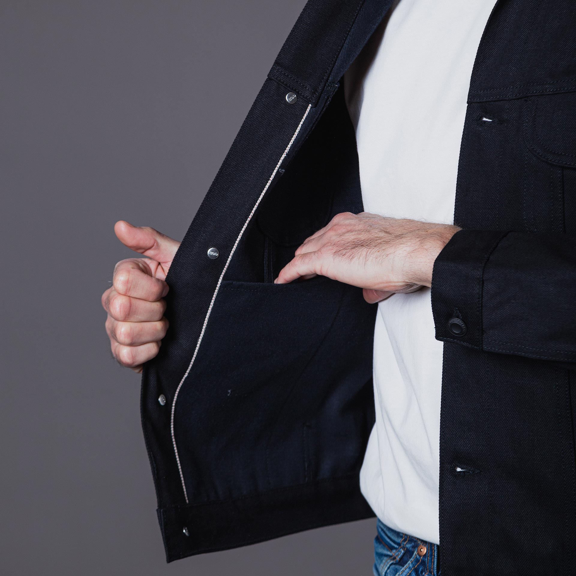 BDJ-05 TRUCKER JACKET 13 oz. black slub selvedge