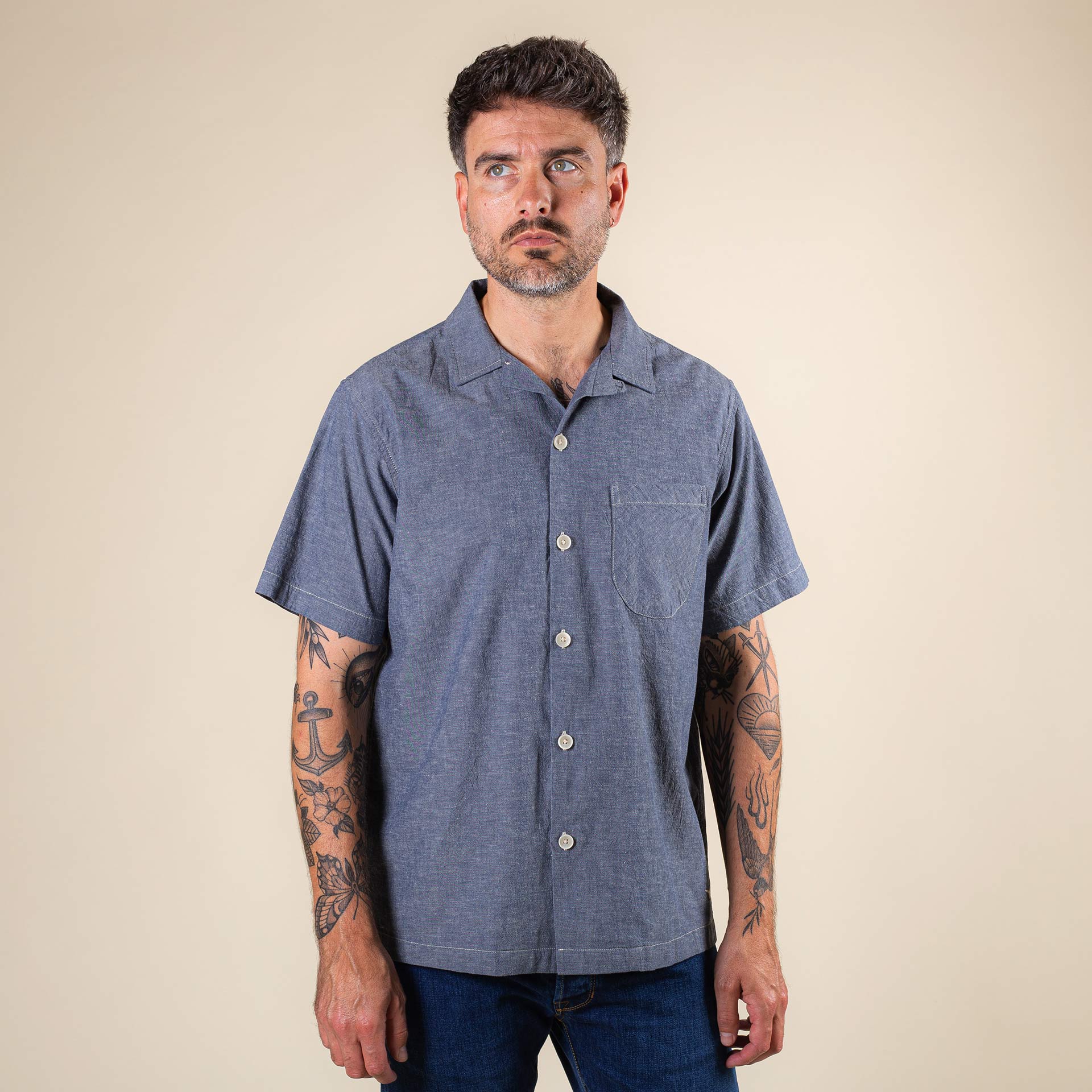 BSS-01 HOLIDAY SHIRT 4 oz. natural fibre chambray | BENZAK