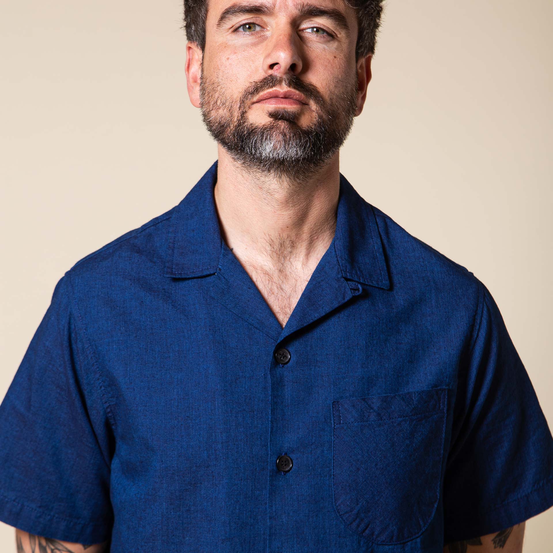 BSS-01 HOLIDAY SHIRT 5 oz. double indigo chambray | BENZAK