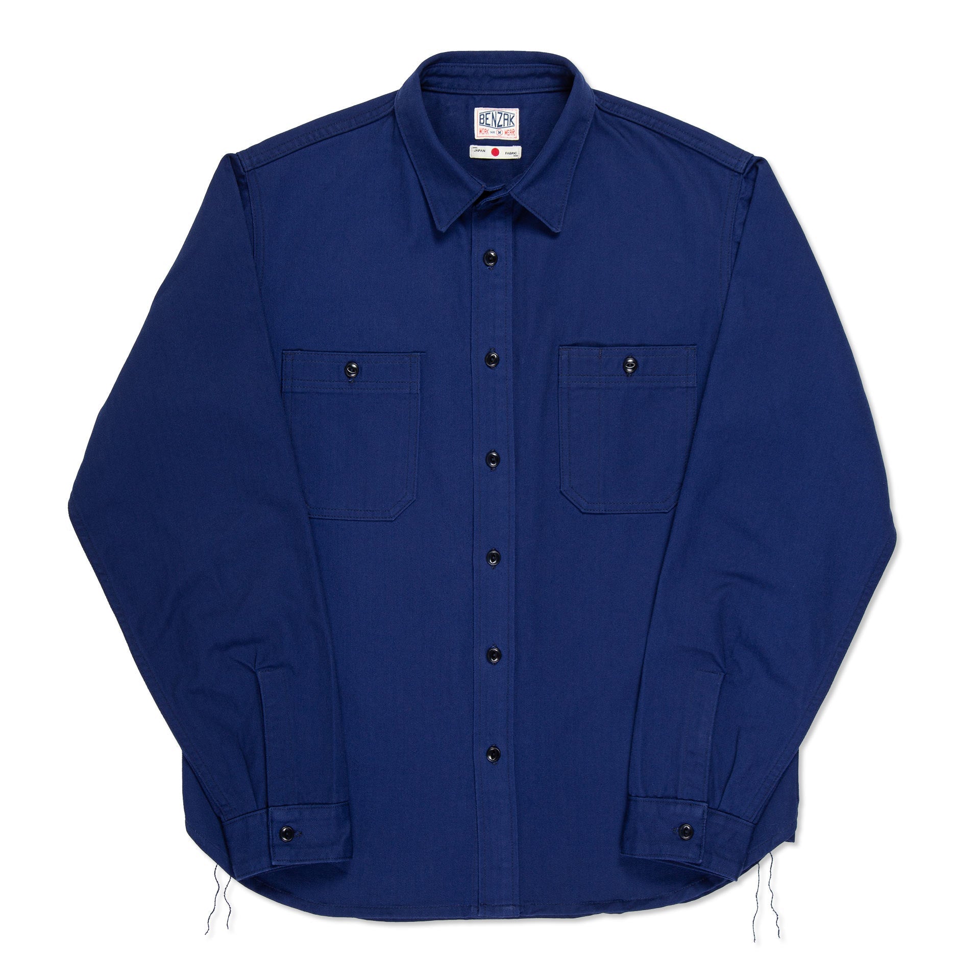 BWS-02 UTILITY SHIRT 8 oz. worker blue herringbone | BENZAK