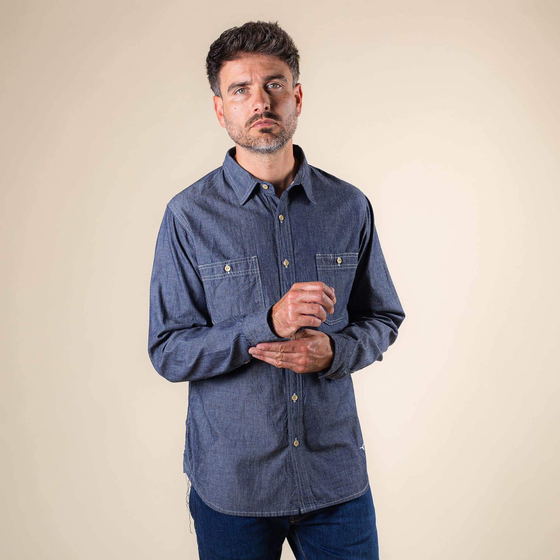 BWS-06 WORKER SHIRT 5 oz. dark indigo chambray | BENZAK – Benzak