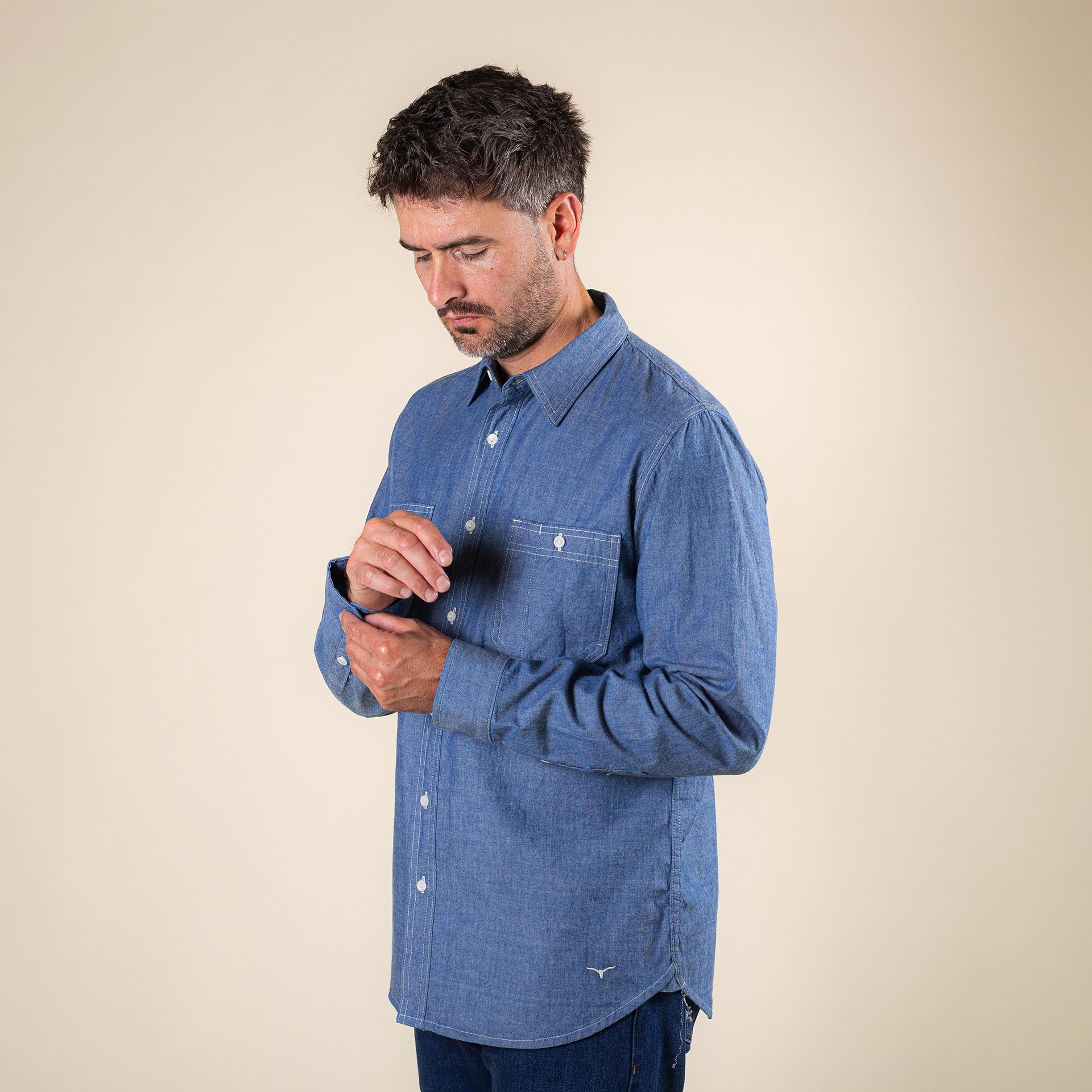 BWS-06 WORKER SHIRT 5 oz. mid indigo chambray | BENZAK – Benzak