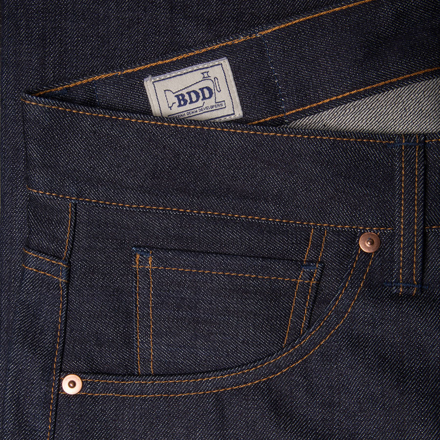 men's slim fit italian selvedge denim jeans | indigo | benzak B-01 SLIM special #2 15 oz. vintage indigo selvedge | candiani | coin pocket