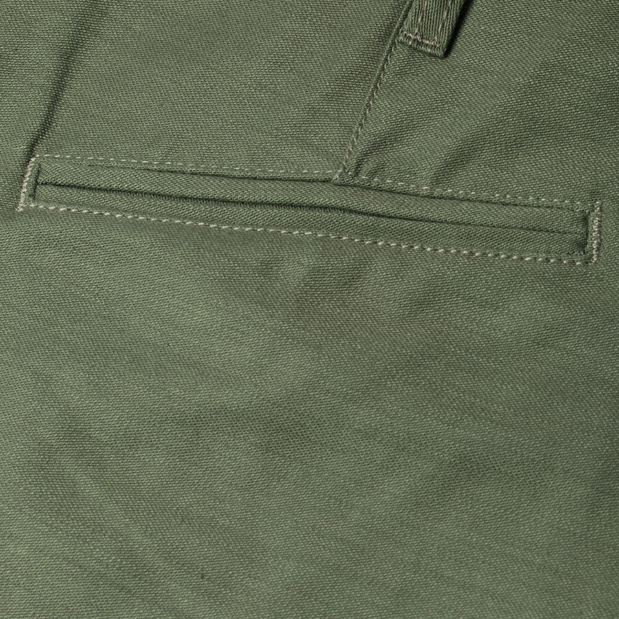 men's tapered fit chino | sateen | BC-01 TAPERED CHINO 10 oz. army green military twill | benzak | welt pocket