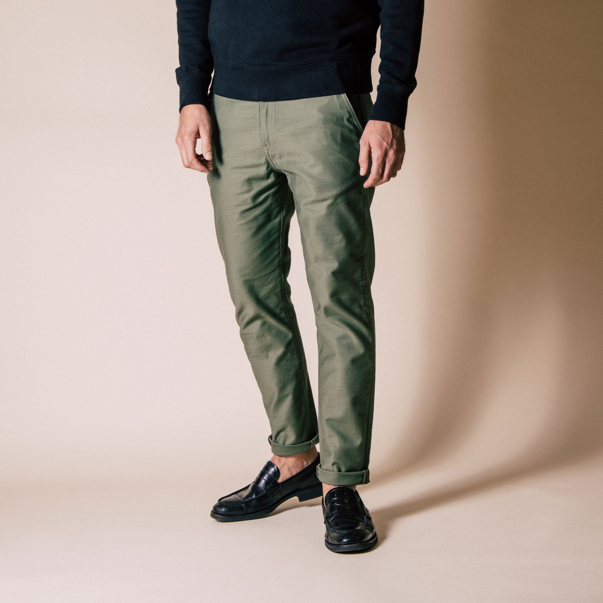 BC-01 TAPERED CHINO 10 oz. army green military twill | BENZAK