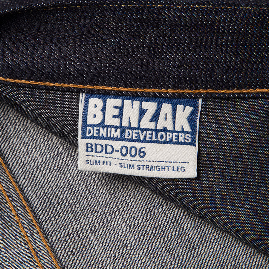 men's slim fit japanese selvedge denim jeans | indigo | made in japan | benzak BDD-006 heavy slub 16 oz. RHT | inside label