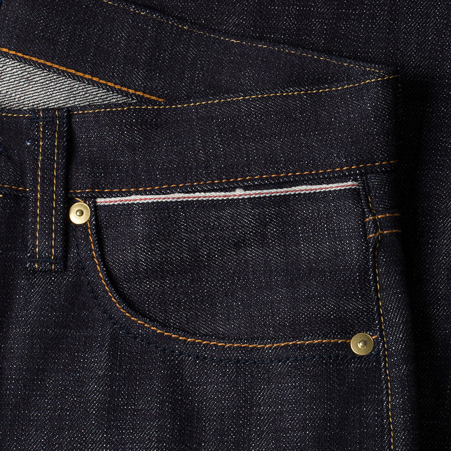 men's high waist tapered fit japanese selvedge denim jeans | indigo | made in japan | benzak BDD-516 heavy slub 16 oz. RHT | hidden 6th pocket | hidden sixth pocket