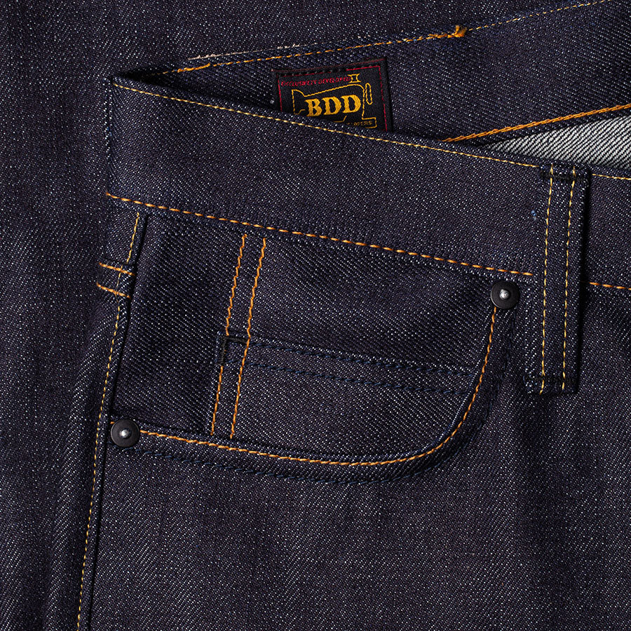 men's high waist tapered fit japanese selvedge denim jeans |indigo | made in japan | benzak BDD-711 special #1 low tension 14 oz. RHT | coin pocket