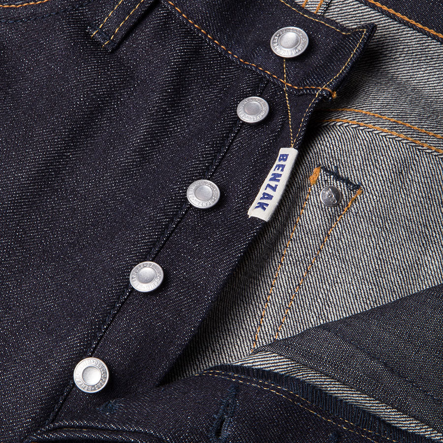 men's straight fit japanese selvedge denim jeans | indigo | made in japan | benzak BDD-707 special #1 low tension 14 oz. RHT | four button fly | 4 button fly
