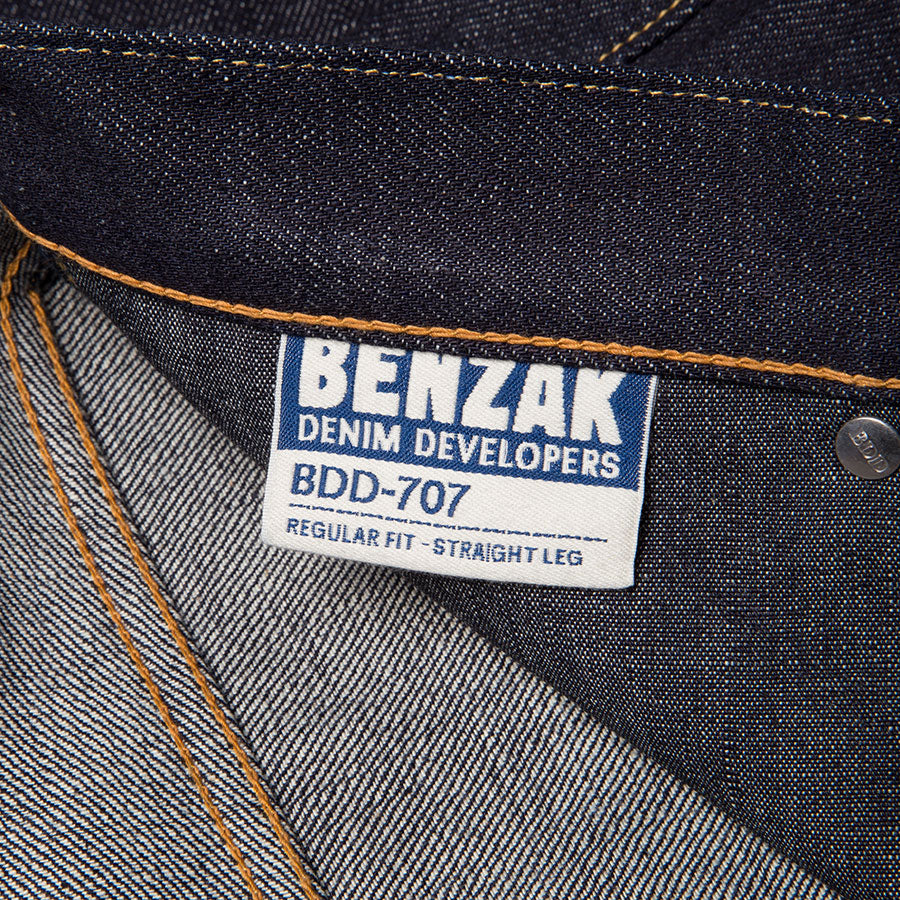 men's straight fit japanese selvedge denim jeans | indigo | made in japan | benzak BDD-707 special #1 low tension 14 oz. RHT | inside label