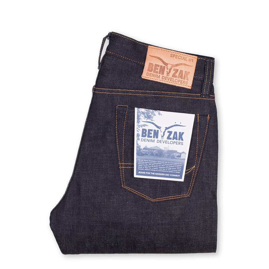 men's tapered fit japanese selvedge denim jeans | indigo | made in japan | benzak BDD-711 special #1 low tension 14 oz. RHT | pocket flasher