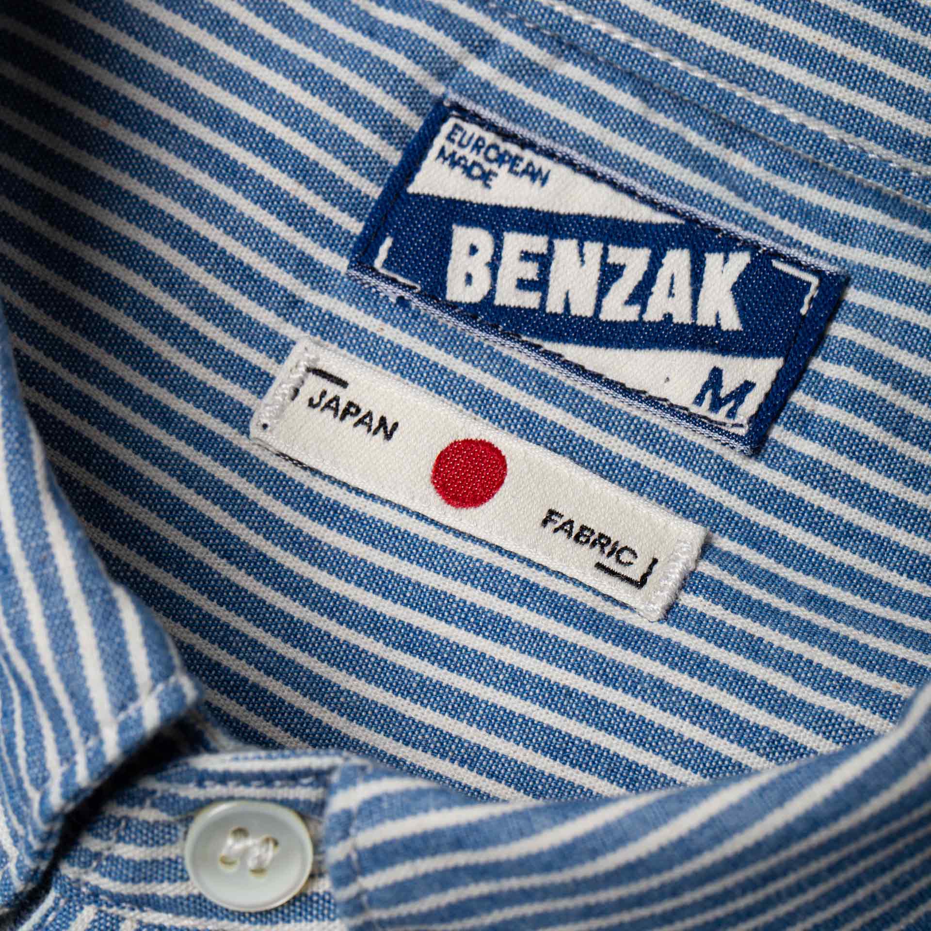 BDS-02 ONE POCKET SHIRT 5 Denim Developers & white striped chambray – BENZAK indigo | oz. Benzak