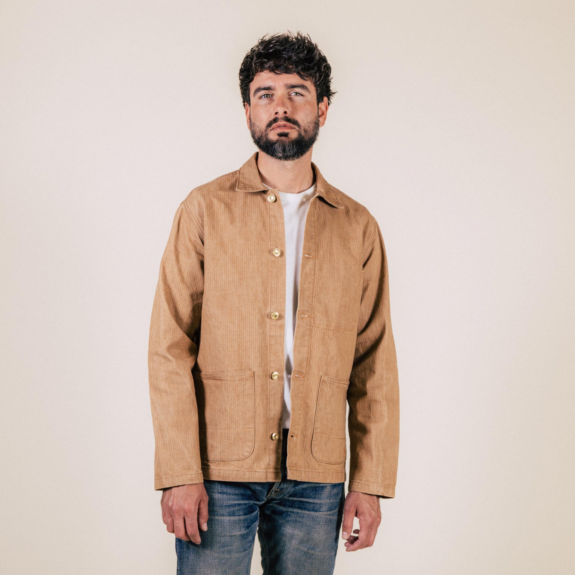 BWJ-01 WORKER JACKET 10.5 oz. brown herringbone denim