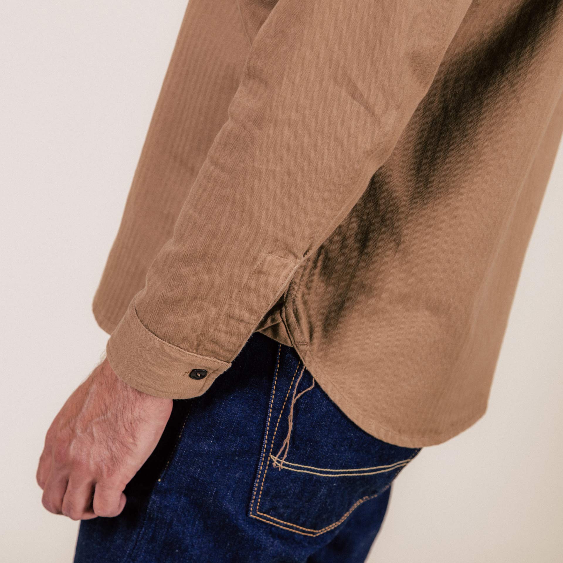 BWS-02 UTILITY SHIRT 8 oz. brown herringbone | BENZAK – Benzak